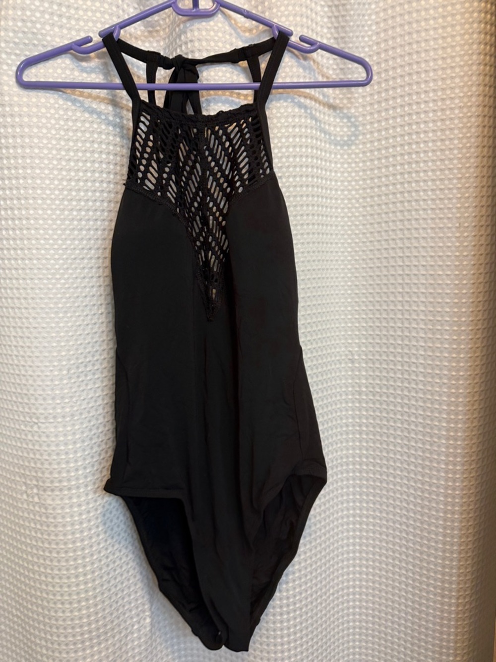 Robin Piccone Black High Neck One-Piece Swimsuit